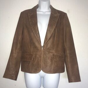 Inc Rugged Brown Leather Jacket SP